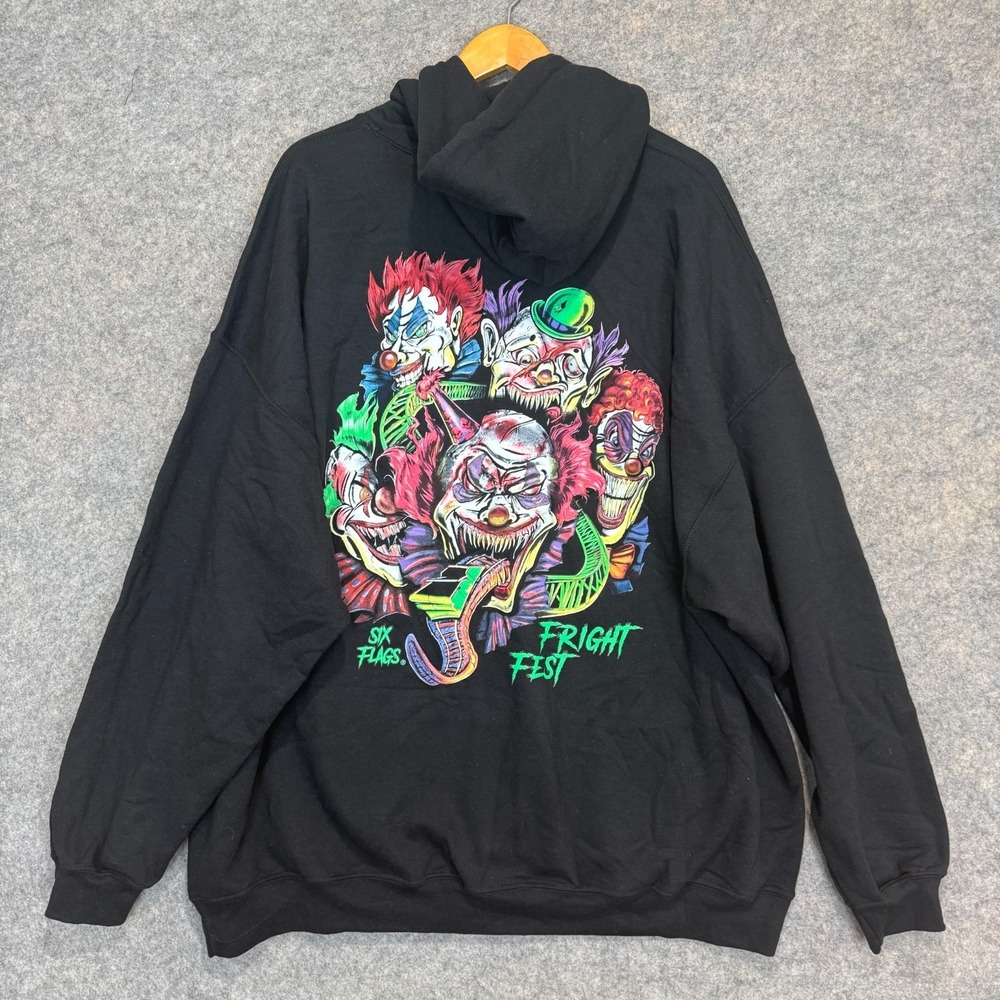 Six Flags Magic Mountain Freight Fest Clowns Hoodie Mens 3XL Glow in Dark Horror